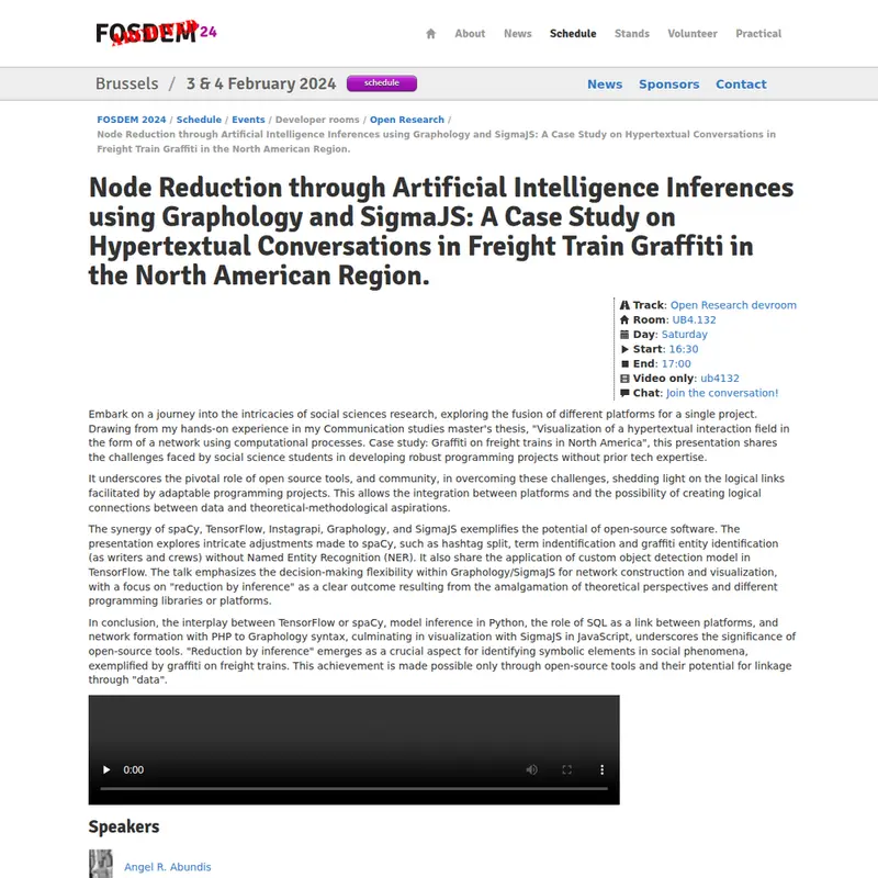 Node Reduction through Artificial Intelligence Inferences using Graphology and SigmaJS: A Case Study on Hypertextual Conversations in Freight Train Graffiti in the North American Region