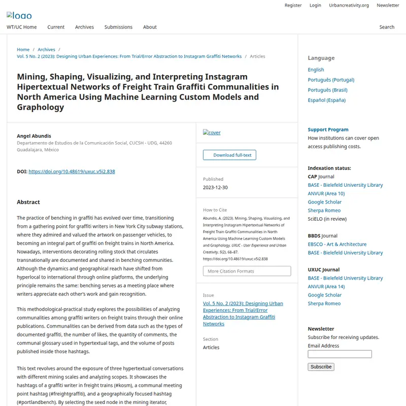 Mining, Shaping, Visualizing, and Interpreting Instagram Hypertextual Networks of Freight Train Graffiti Communalities in North America Using Machine Learning Custom Models and Graphology